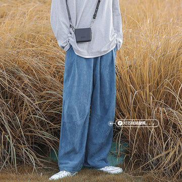 Autumn Corduroy Pants Men Fashion Solid Color Retro Straight Casual Pants Men Streetwear Wild Loose Trousers Mens Oversized aidase-shop